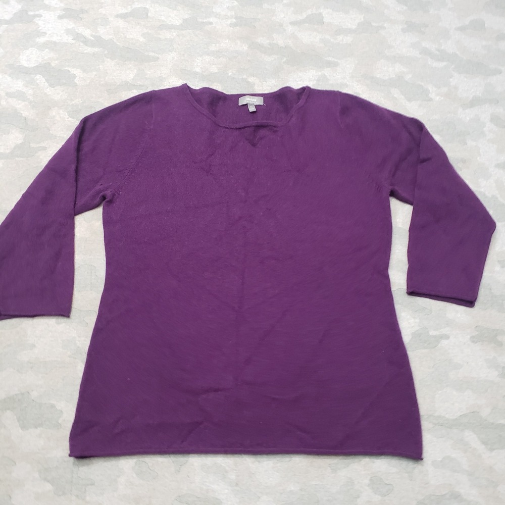 Neiman Marcus Cashmere Sweater Womens XL Purple 3/4 Sleeve Minimalist